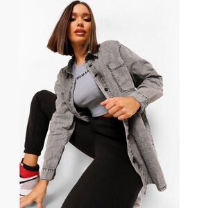 Acid wash oversized denim shirt